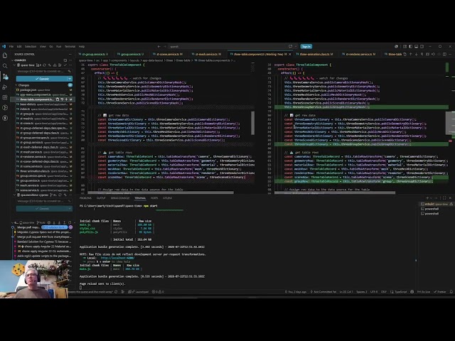 ThreeJS and Angular Space And Time Application - Video 554: Group Refactor 016 Code Completed