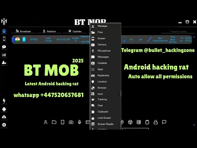 BT MOB Free trail +live demo+live hacking+admin panal + android hacking +btmob v4.0 | bt mob | BTMOB
