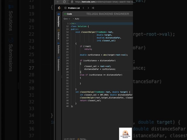 Closest value in a #binarysearchtree #treedatastructure #codingintelugu #codingproblems #codingtips