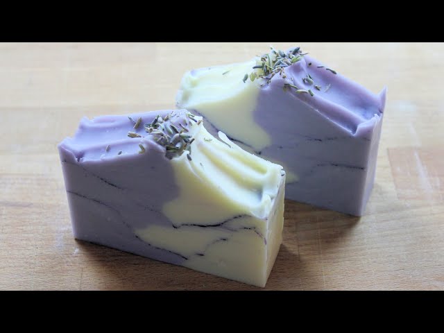 Natural Cold process soap making tutorial handmade Lavender essential oil soap