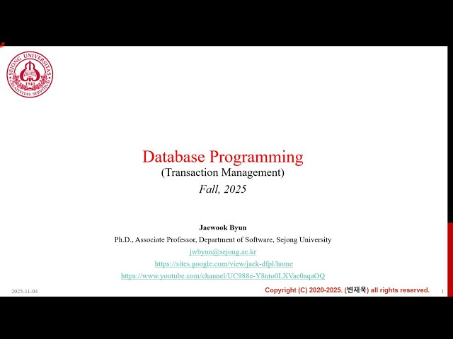 [11-1] 2025-2 Database Programming - Transaction Management 3