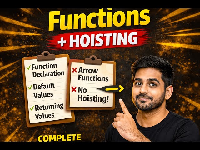 Functions in JavaScript – Declaration, Return, Default Params & Hoisting| Day 2 #javascript #coding