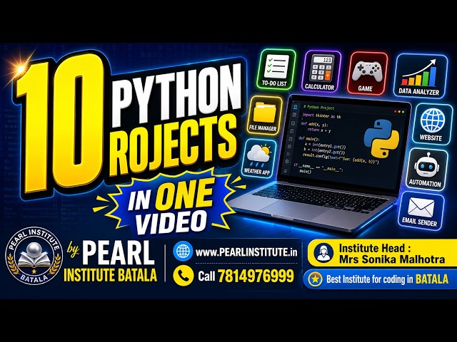 10 Python Projects in ONE Video 🔥 | Python Projects for Beginners #python #coding #pearlinstitute