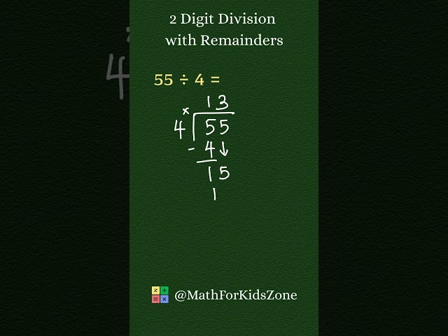2-Digit Division with Remainders | Grade 4 Math ✅💯 #maths #division #education #mathshorts