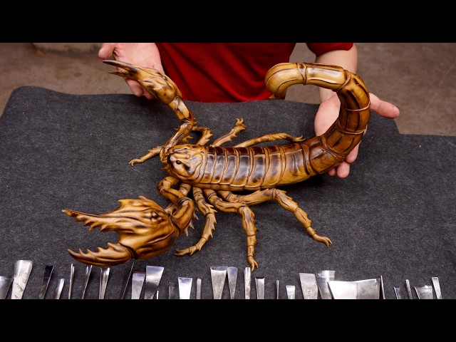 I Spent 4 Weeks Carving a Giant Scorpion from Wood! Full Process