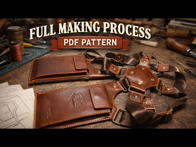 Full Build: Buttero Leather Shoulder Holster Bag. PDF Pattern. ASMR.