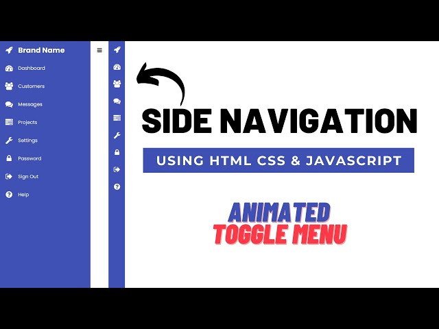 Animated Sidebar Navigation Using HTML CSS & JavaScript | Sidebar Menu | Easy Coding
