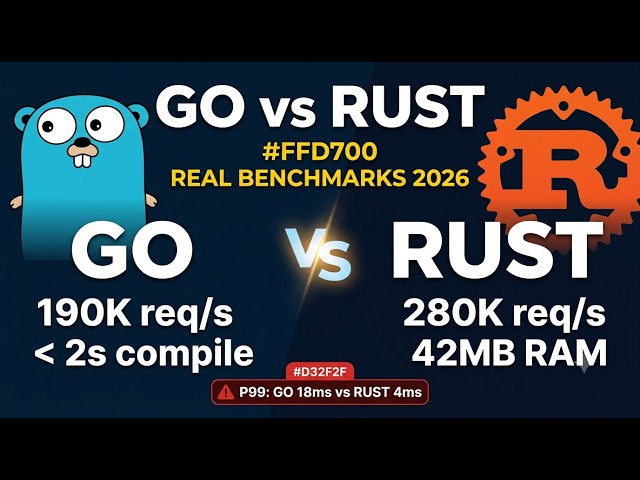 Go vs Rust for Backend in 2026 — Real Benchmarks (Throughput, P99 Latency, Memory, Cost)