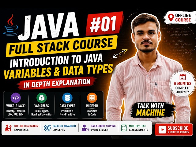 Java Full Stack Course #1 🚀 | Java Introduction + Variables + Data Types (Offline Batch)