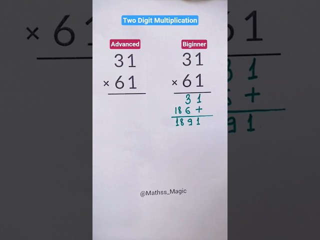 Two Digit Multiplication 🤩 #maths #shorts #shortsfeed