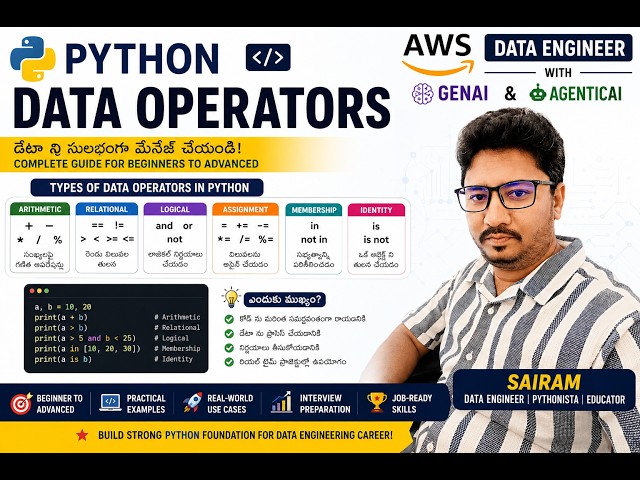 Python Data Operators Explained in Telugu | Complete Guide for Beginners | AWS Data Engineer Course