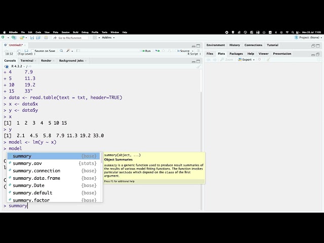 First steps in R: Simple Linear Regression