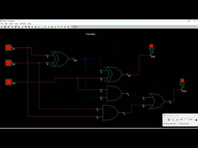 DSch Full Adder Simulation | Digital Electronics