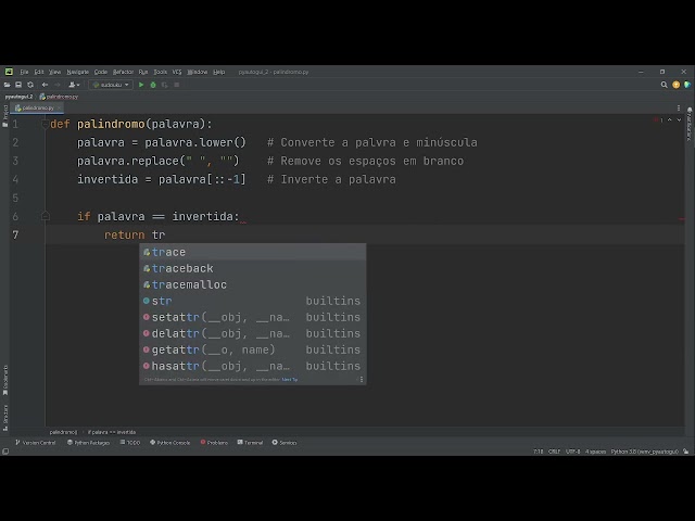 458 - Verificando se uma palavra é um palíndromo em Python