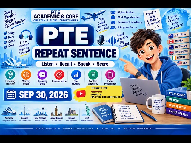 🚀 PTE Repeat Sentence Day 30 | Real Exam Recall Questions 2026 • Speaking 79+