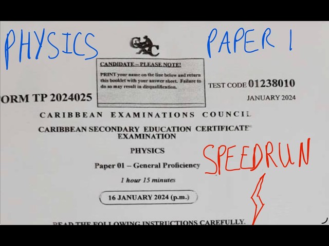 CSEC Physics Paper 1 SPEEDRUN (4 Papers in 1 Hour)