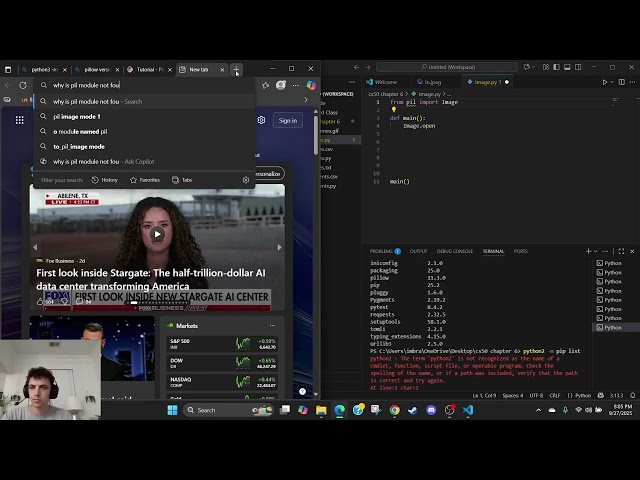 Learning Python - Day 83 - CS50 File I/O... PIL install took me 25 minutes