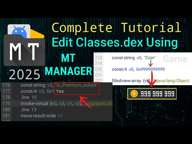 Modding tutorial Using MT Manager Vip || How To edit Classes.dex || 2025