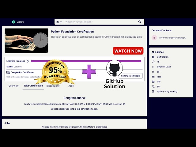 Python Foundation Certification FULL Answers | 40Q Solved | Infosys Springboard Intern 7.0 Hack! 🚀