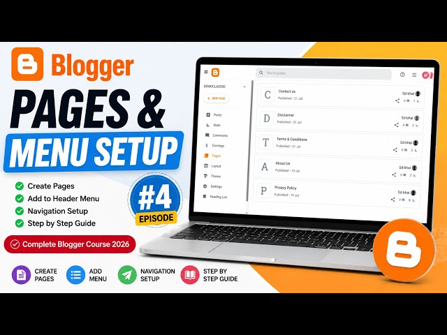 Blogger Pages & Menu Setup #4 | Step by Step Tutorial