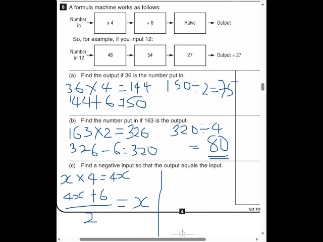 11+ Mathematics function machine
