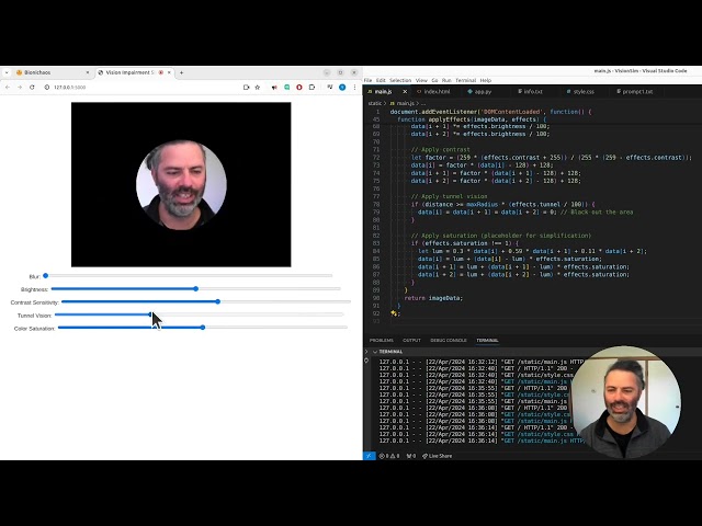 Simulating Ophthalmology Conditions with JavaScript and Flask