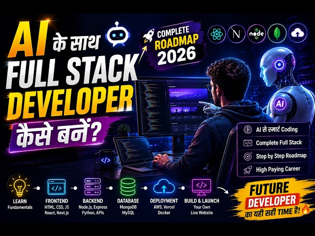 AI के साथ Full Stack Developer कैसे बनें? 🤖 | Complete Roadmap 2026 | Beginner to Pro