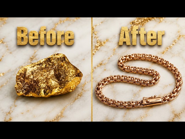 Bismarck gold chain made from a piece of gold. Before/after.