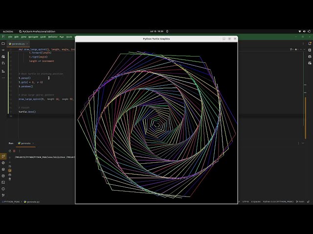 How to create spiral patterns? hypnotic spiral #patterns with python turtle