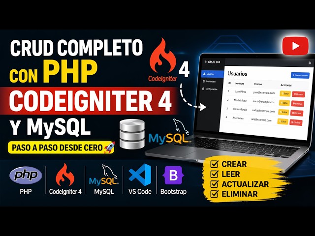🚀 Simple CRUD with PHP and CodeIgniter 4 + MySQL | Step by Step from Scratch