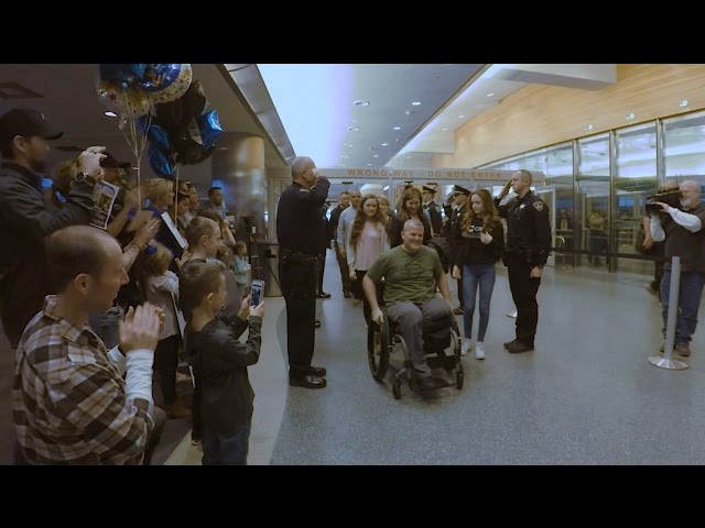 360 VIDEO: Return of a hero officer shot in the line of duty