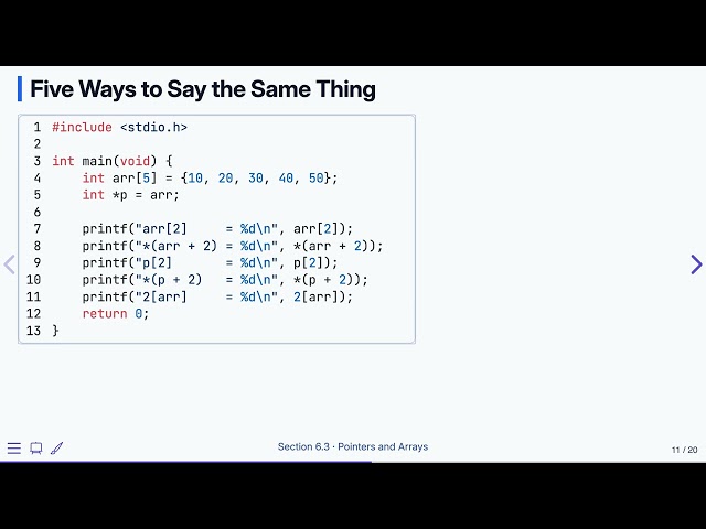 6.3 Pointers and Arrays — Programming Fluency in C