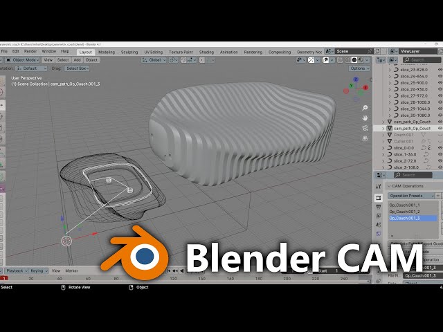 Design Parametric Sliced Furniture for CNC | Blender CAM Tutorial + G-Code Workflow
