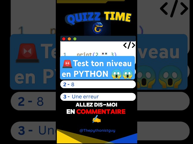 🚨Test ton NIVEAU en PYTHON | Apprendre Python 💪 #python #programmation #code #quizz