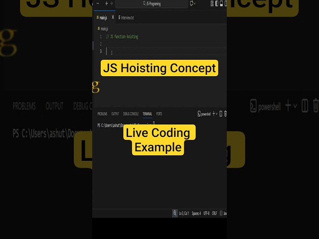 JavaScript Hoisting Explained in Hindi | var let const & Function Hoisting with example