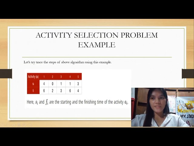 ACTIVITY SELECTION PROBLEM-GREEDY ALGORITHM