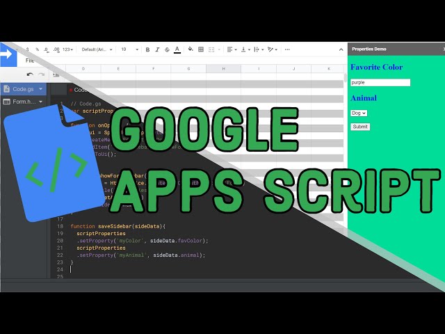 Google Apps Script: Properties Service and Sidebars for Absolute Beginners - Code in Description