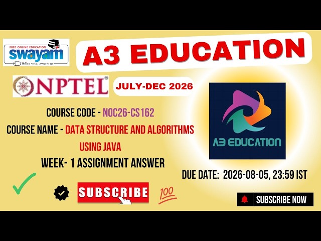 NPTEL Data Structure and Algorithms using Java Week 1 Assignment Answers | noc26-cs162