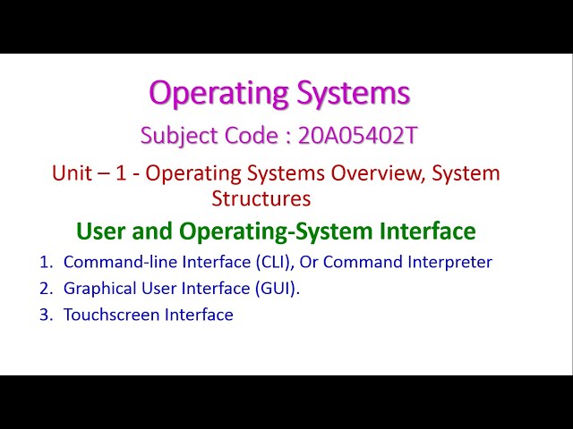 User and Operating-System Interface-Operating Systems-Unit – 1 -20A05402T