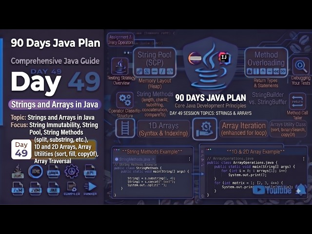 🔥 Day 49 – 90 Days Plan | Java Strings and Arrays | Complete Beginner to Professional 🚀