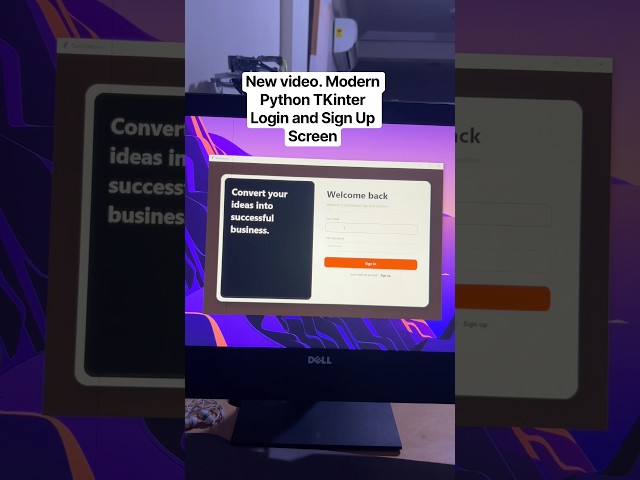 I Built this Modern Python Tkinter Login and Sign Up UI #pythonprogramming #pythontkinter