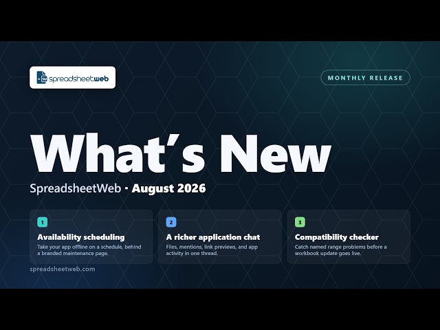 What's New in SpreadsheetWeb - August 2026 Release
