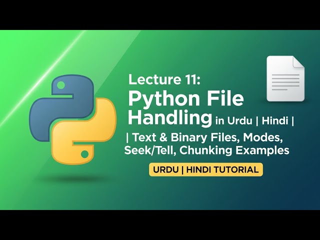 Python File Handling Urdu | Hindi | Text & Binary, Modes, Seek/Tell, Chunking & Examples