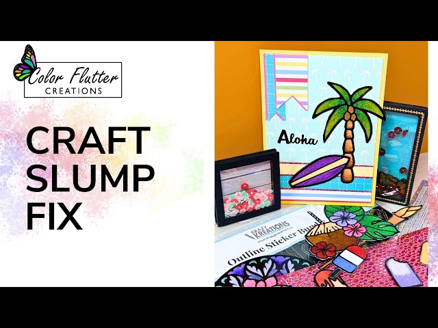 Easy Tropical Summer Cardmaking | Krazy Kreations Outline Stickers for Low Energy Craft Days
