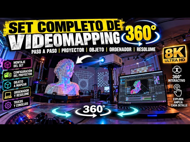 VIDEOMAPPING 360° en 8K 🔥 Así se PREPARA un SET REAL con PROYECTOR + RESOLUME