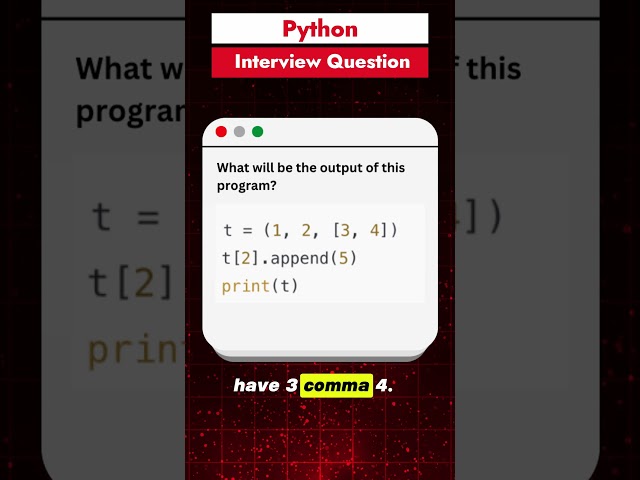 Day 5/30 Python Interview Question Series | Tuple with Mutable List #python #interview #coding