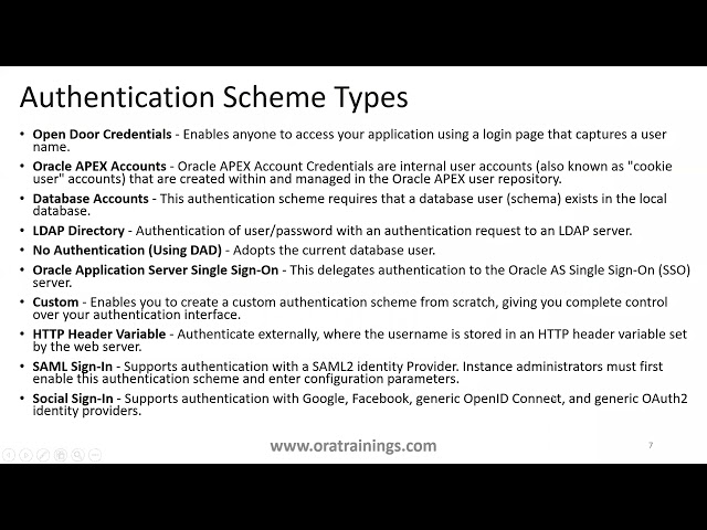 Oracle APEX - Authentication Scheme