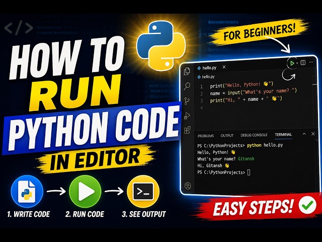 🐍 How to Run Python Code in VS Code | Python for Beginners