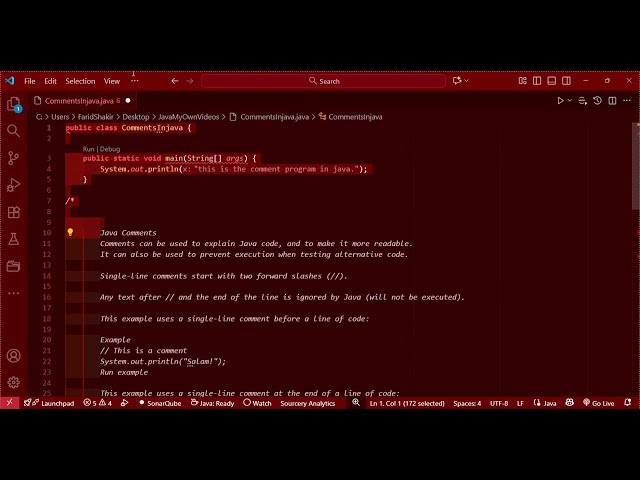 004 comments in java
