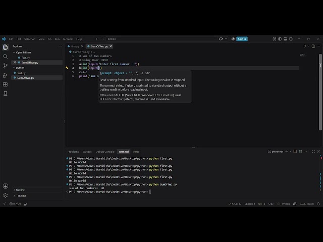 Python Problem #1: Sum of Two Numbers | Python Coding for Beginners 🐍💻